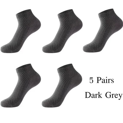 Men's Bamboo Low-Cut Socks – 5 Pairs, Soft & Breathable