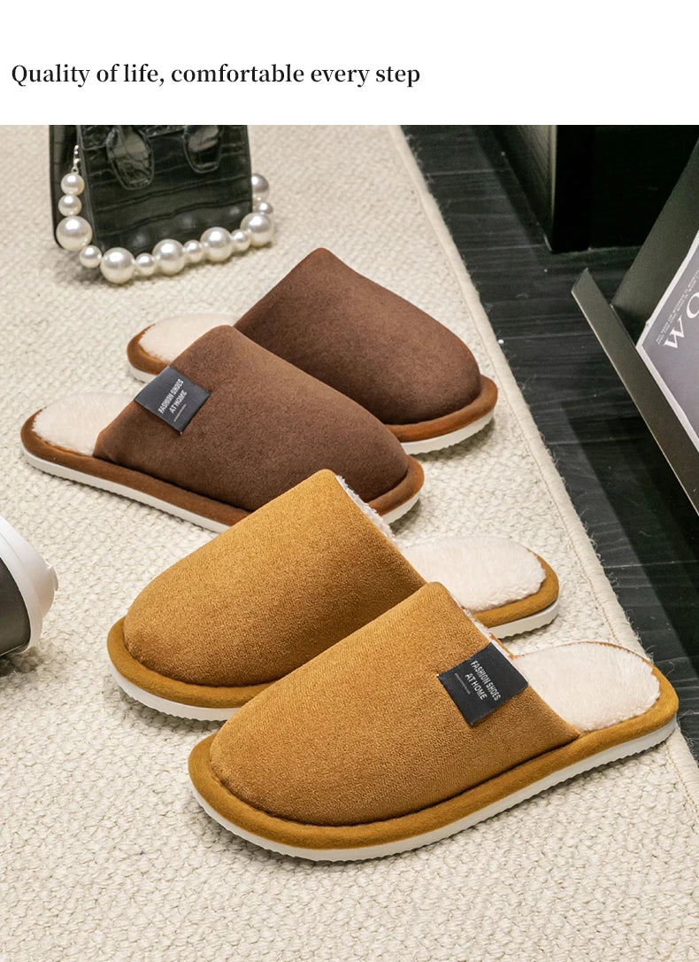 Men's Plush Winter Slippers – Warm Non-Slip House Shoes