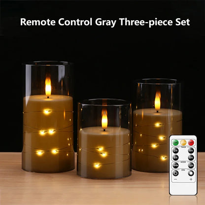 Candele a Pilastro LED Senza Fiamma con Telecomando e Timer | Set da 3 | Luci a Stella Integrate | 3 Colori
