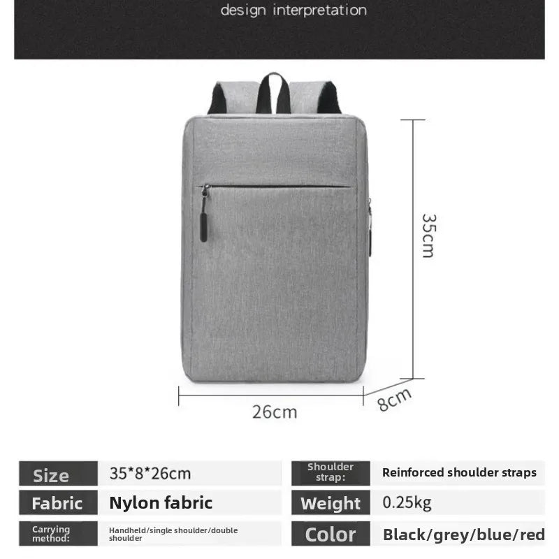 Minimalist Commuter Laptop Backpack - Solid Colour Large Capacity Business Bag