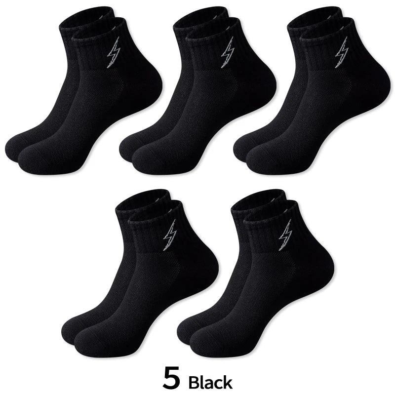 Men's Quarter Socks – 5 Pairs, Cotton-Blend Athletic Socks