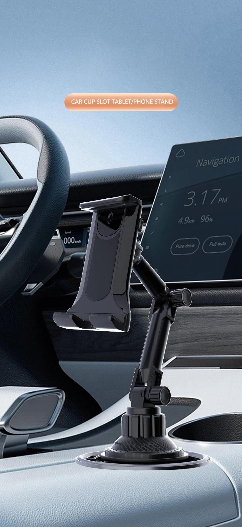 Car Cup-Holder Phone & Tablet Mount, 4–11 Inch