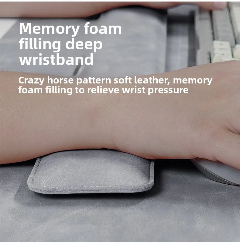 Large PU Leather Desk Mat with Keyboard Wrist Rest & Mouse Wrist Pad, Non-Slip Extended Pad for Office Gaming Desktop