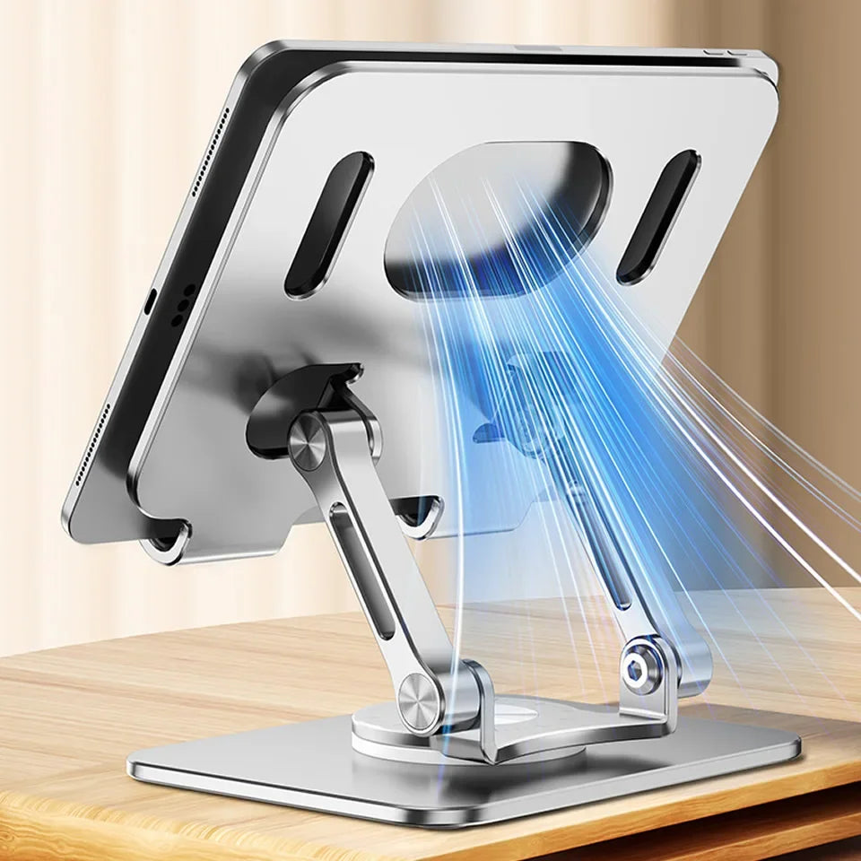 360° Rotation Tablet Stand – Adjustable Foldable Aluminum Holder for iPad Pro, Air, Mini & Phones