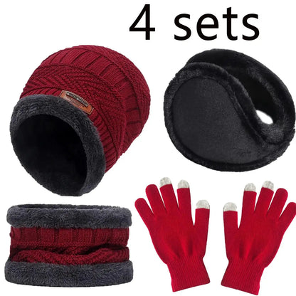 Winter Hat, Scarf & Gloves Set – Fleece-Lined Beanie Set, Kids & Adults
