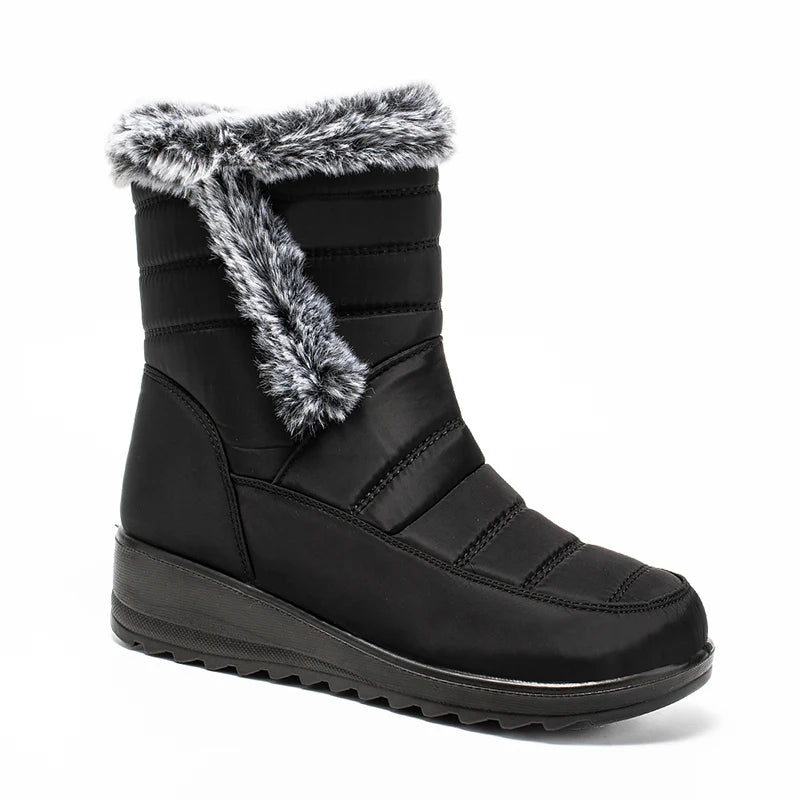 Thick Warm Long Plush Waterproof Snow Boots Women Winter 2025 Non Slip Soft Fur Ankle Boots Woman Plus Size 44 Cotton Shoes Mom