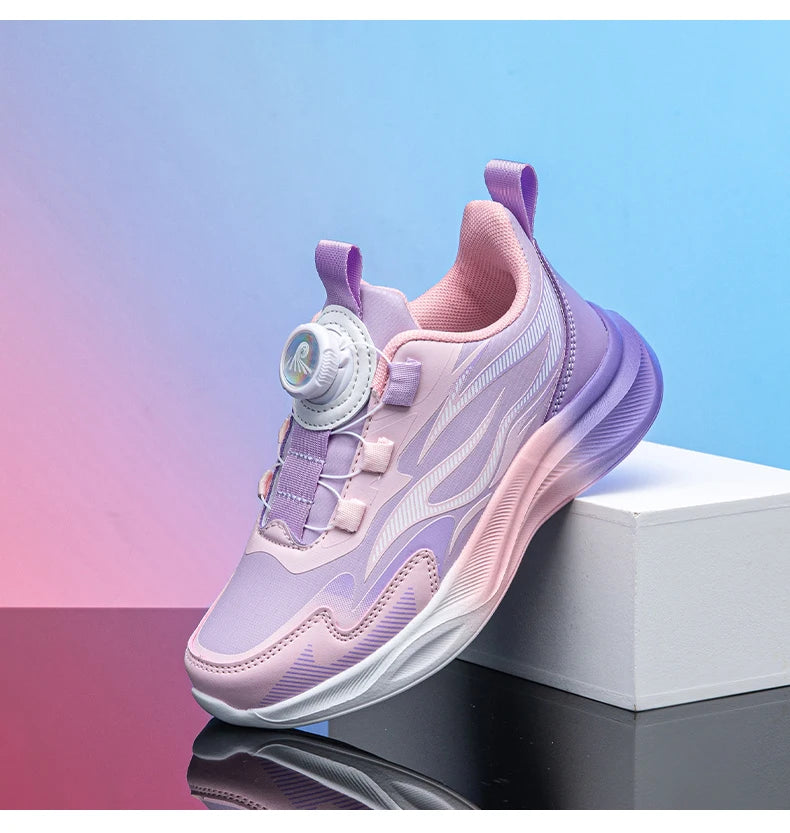 Girls' Buckle-Strap PU Sneakers
