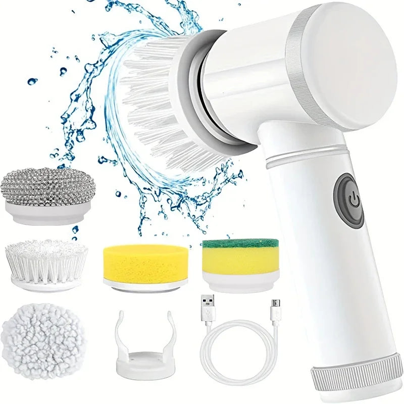 Electric Spin Scrubber – Cordless Rechargeable Cleaning Brush with Replaceable Heads