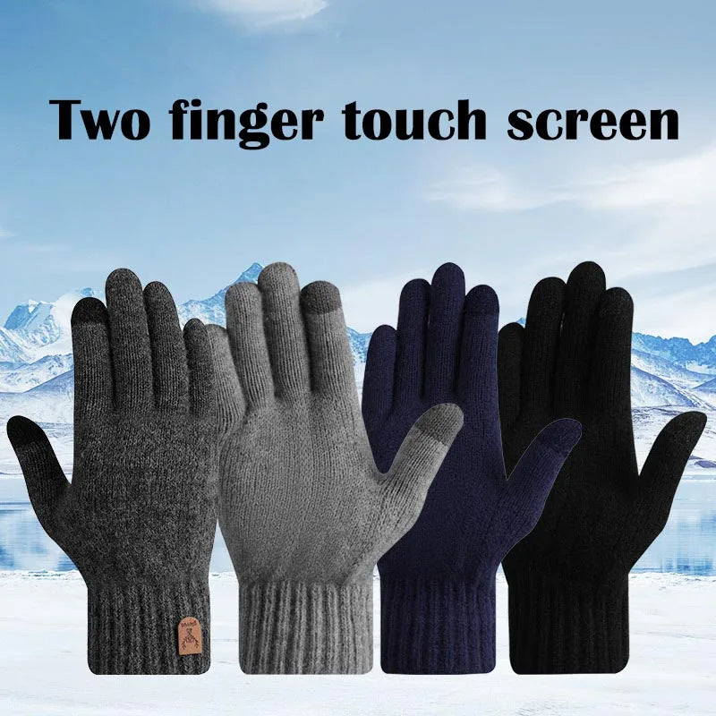 Men's Velvet-Lined Knit Touchscreen Gloves