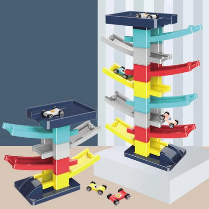 Race Track Car Ramp Toy – Gliding Rail Racing Set for Toddlers