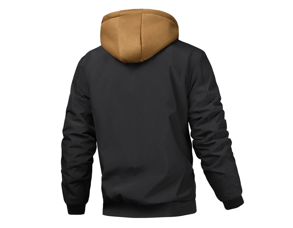 Autumn Winter Men's Warm Windbreaker Jacket Outdoor Man Thick Windbreaker Hiking Hooded Coats Men Thermal Sports Zipper Parkas J