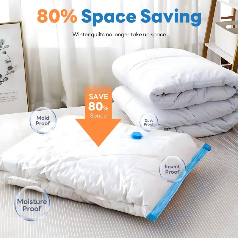 Vacuum Storage Bags with Hand Pump | 5 Sizes, 1–5 Pack | Space Saver Bags for Clothes & Bedding