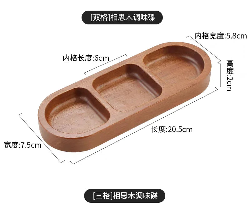 Solid Wood Divided Condiment & Snack Tray