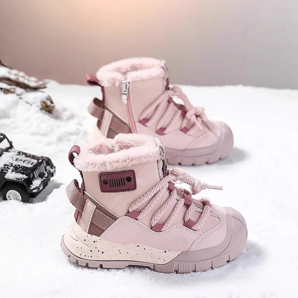 Girls' PU-Leather Winter Ankle Boots