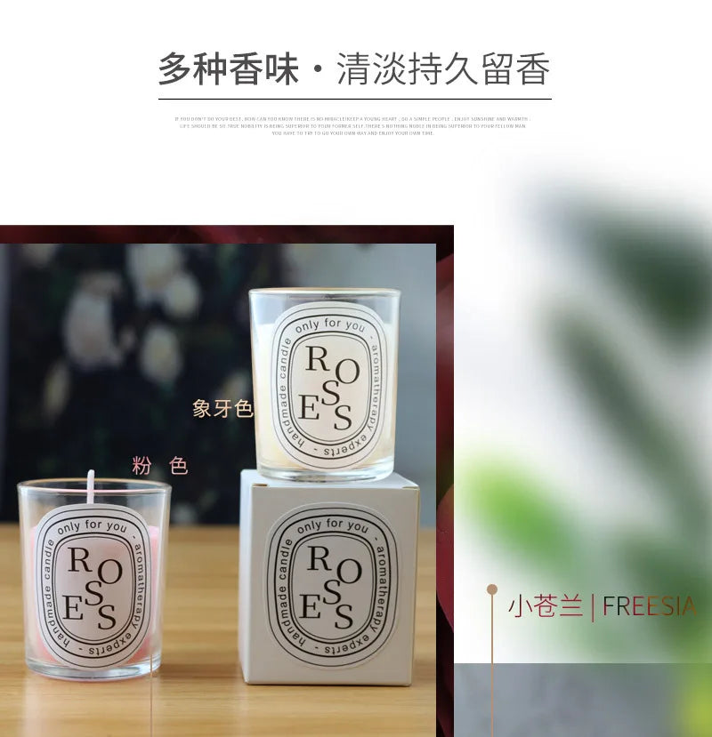 Clear scented candle companion gift return gift fragrance European style romantic candle lamp table incense handmade soy wax