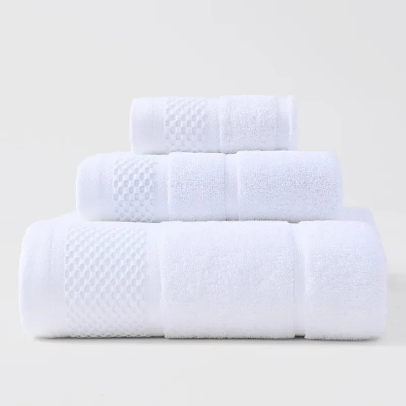 Thick Cotton 3-Piece Towel Set – Bath, Hand & Washcloth