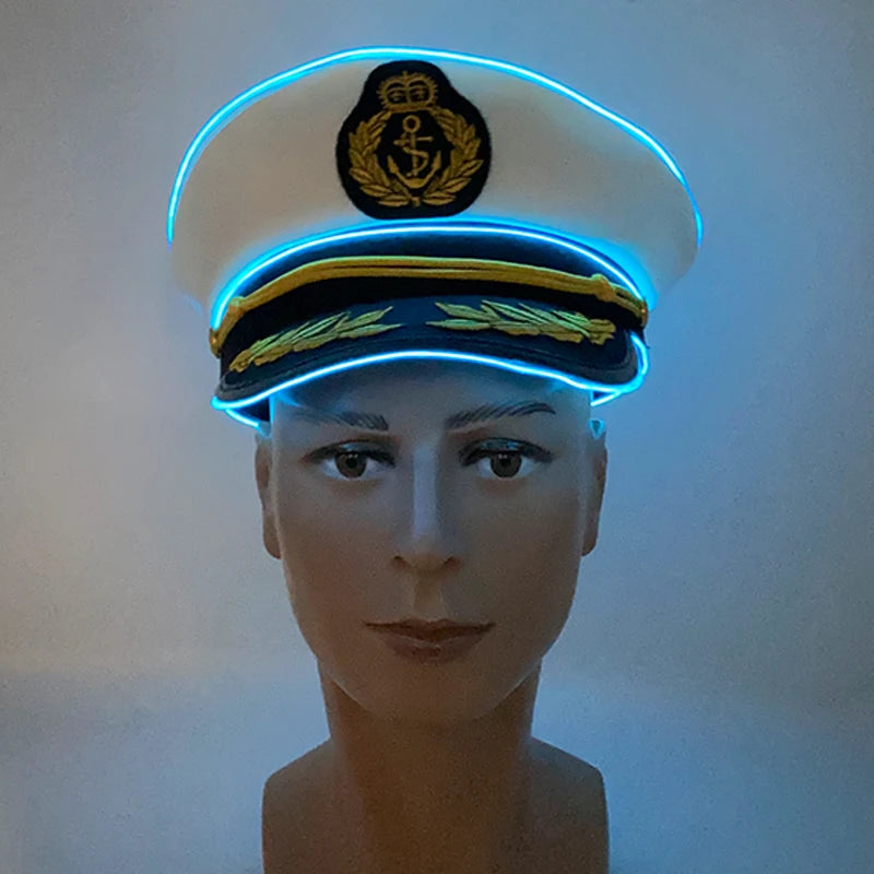LED Light-Up Pirate Captain Hat - Glowing Tricorn Costume Hat for Halloween & Parties