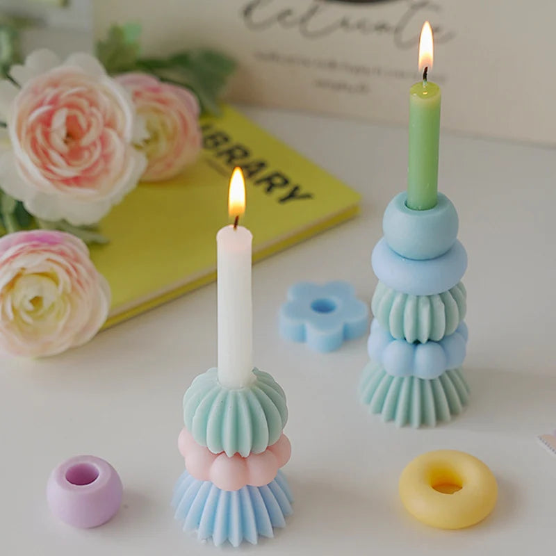 Stackable Geometry Scented Candle Aromath Soy Wax Candles for Wedding Birthday Candles Party Home Decoration Souvenirs Gifts