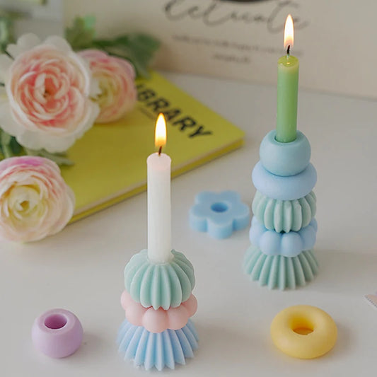 Stackable Geometry Scented Candle Aromath Soy Wax Candles for Wedding Birthday Candles Party Home Decoration Souvenirs Gifts