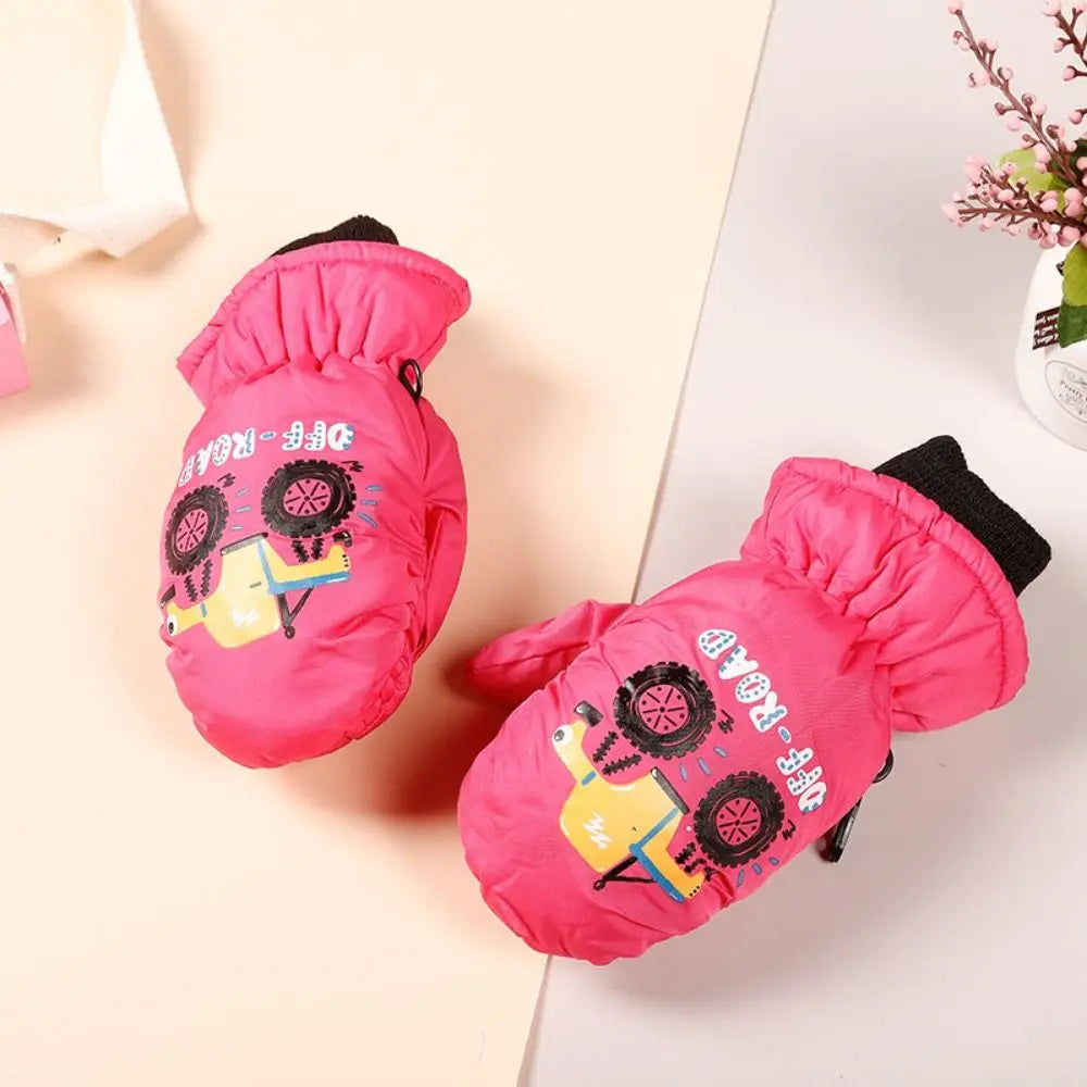 Kids' Snowman Snow Mittens with Anti-Loss Buckle (Ages 2–5)