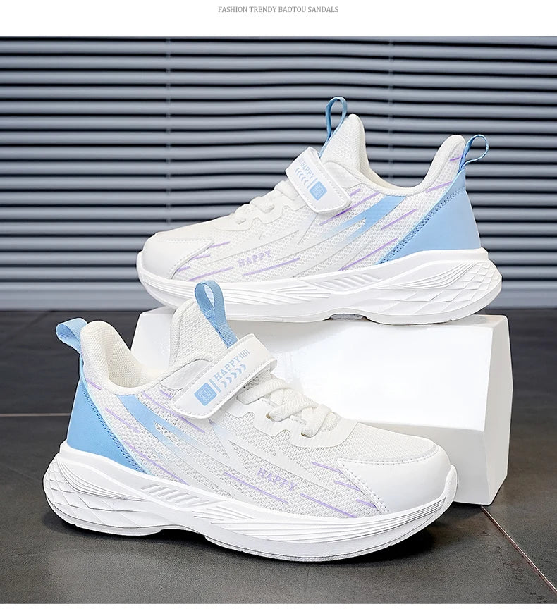 Cute Girls Casual Shoes White Mesh Sneakers Student Kids Summer Sock Footwear Fashion Children Sport Shoes Tenis Running Autumn