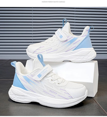 Scarpe casual da bambina, sneaker bianche in mesh, calzature estive da scuola a calzino, scarpe sportive alla moda per ragazze, scarpe da corsa autunnali