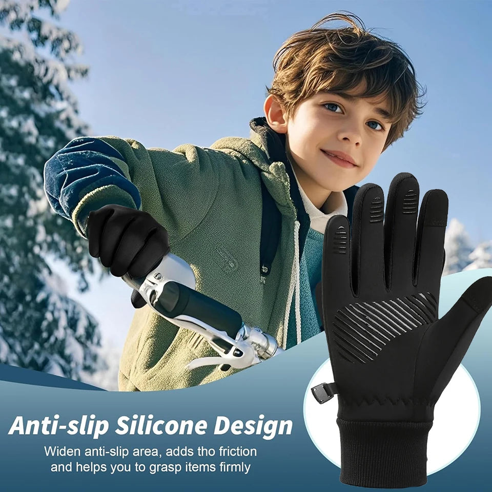 Kids' Thermal Touchscreen Sports Gloves – Anti-Slip (Ages 6–16)