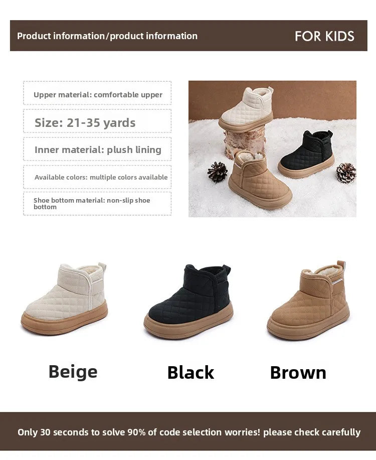 2026 Winter Plush Boots For Children Soft Warm Velvet Snow Boots For Kids Anti-slippery Waterproof Boy's Girl's Winter Boots