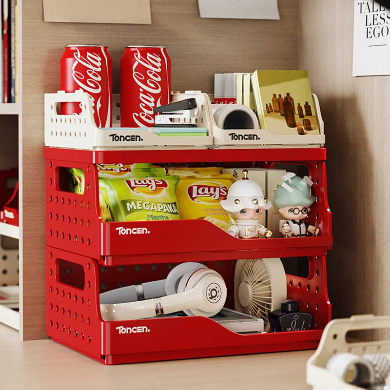Stylish & Sturdy 3-Tier Desk Organizer with 2 Large + 2 Small Compartments – Stackable Office Storage Box