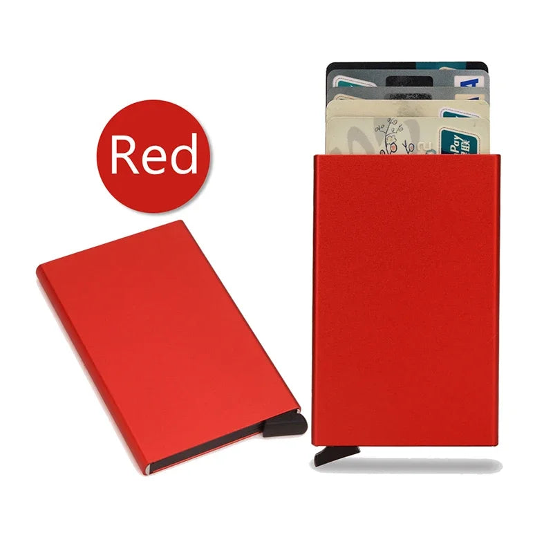 Slim Metal RFID Card Holder – Pop-Up Minimalist Wallet for Men & Women