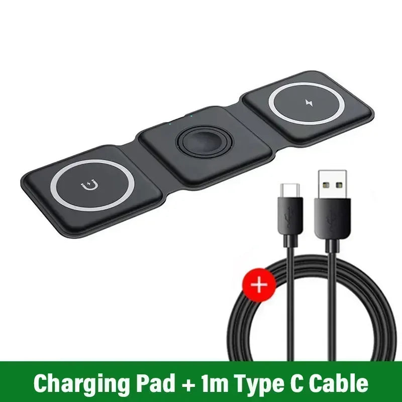 30W Foldable 3-in-1 Wireless Charger for Phone, Watch & AirPods
