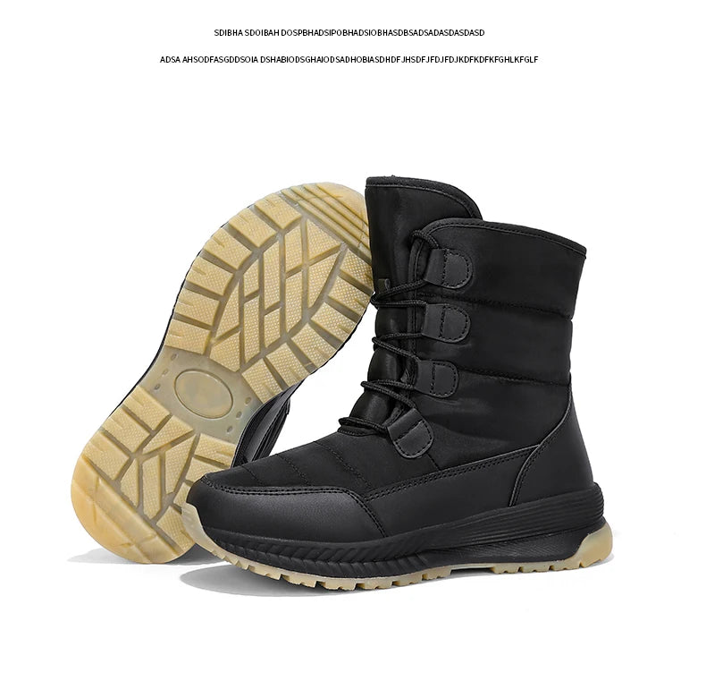 Women's Lace-Up Snow Boots – Plush-Lined Mid-Calf Winter Boots