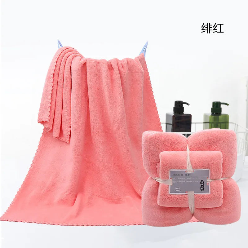 2-Piece Coral Fleece Bath Towel Set – Bath Towel & Hand Towel