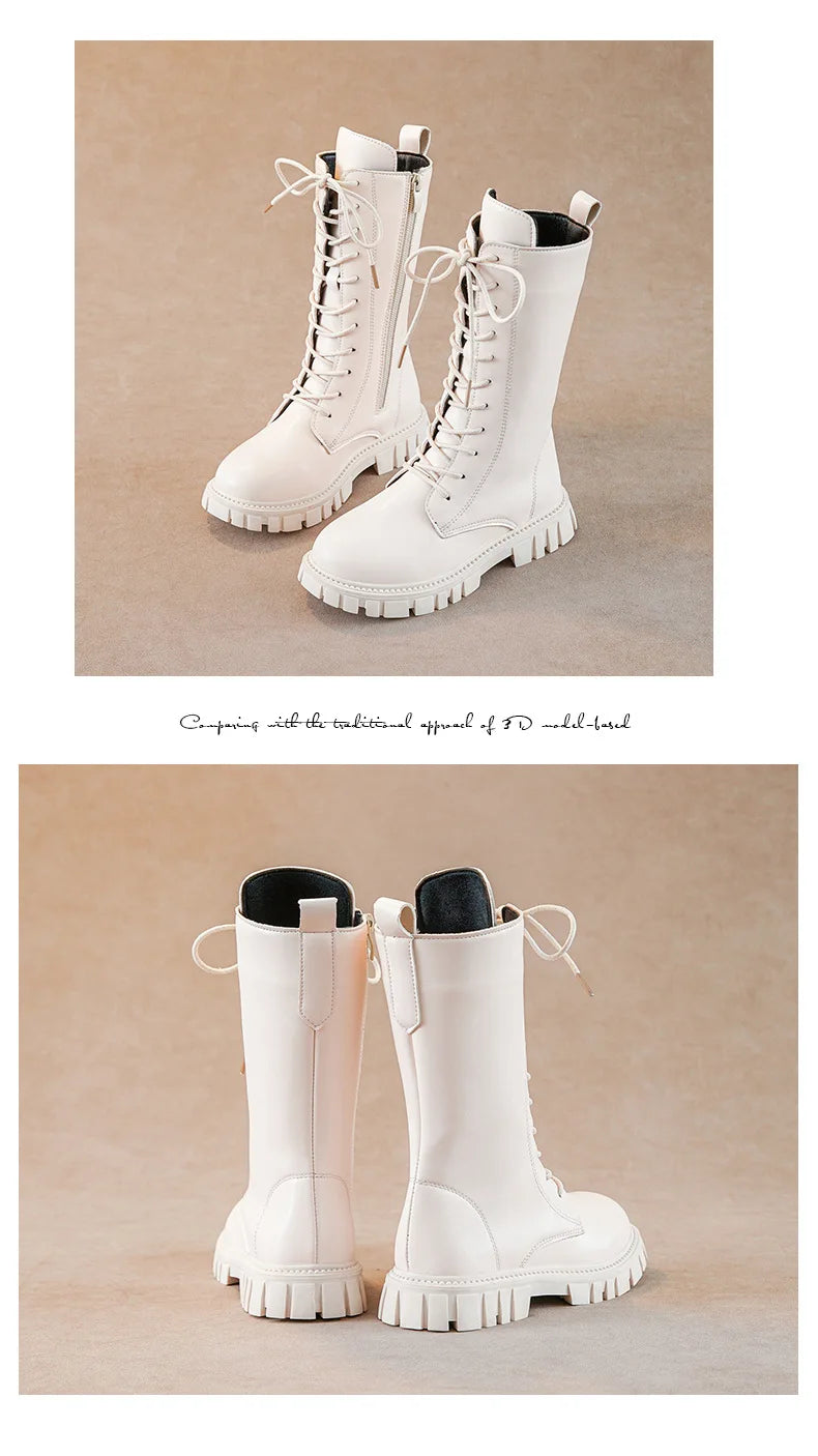 Girls' Lace-Up Square-Heel Ankle Boots