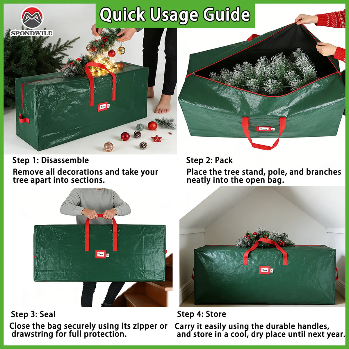 Christmas Tree Storage Bag – Fits Up to 9 ft Artificial Trees, with Handles