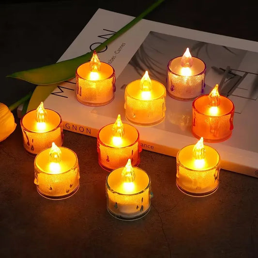 LED Flameless Pillar Candles Realistic Flickering Plastic Candle Night Light for Home Party Wedding Christmas Halloween Decor ﻿
