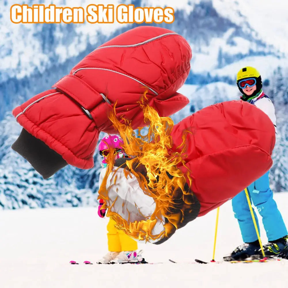 Kids' Adjustable Ski Gloves – Velvet-Lined Snow Gloves (Ages 5–9)