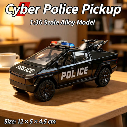 1:36 Police Pickup Die-Cast Toy with Mini ATV – Pull-Back Model