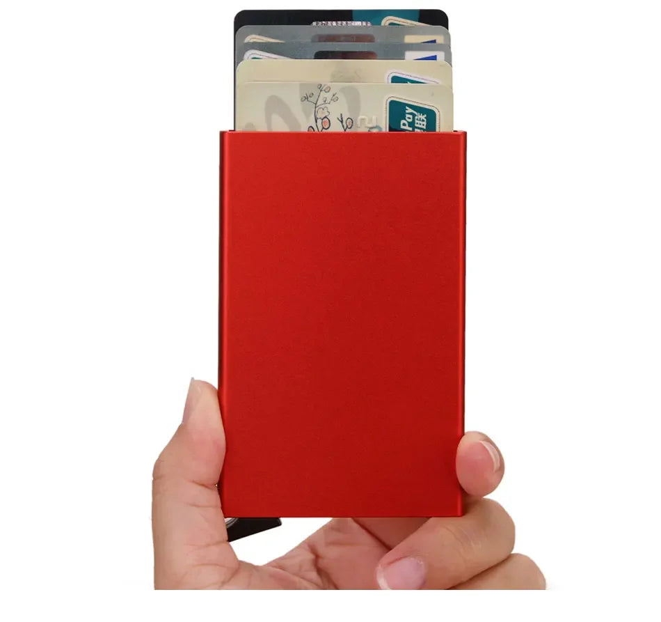 Slim Metal RFID Card Holder – Pop-Up Minimalist Wallet for Men & Women