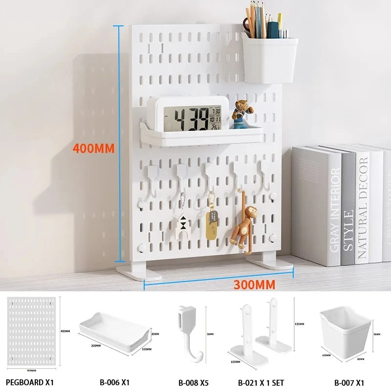 No Drill Desktop Pegboard Rack Gaming Room Organizer For Controllers Headphones Switch Figurine Stationery Storage