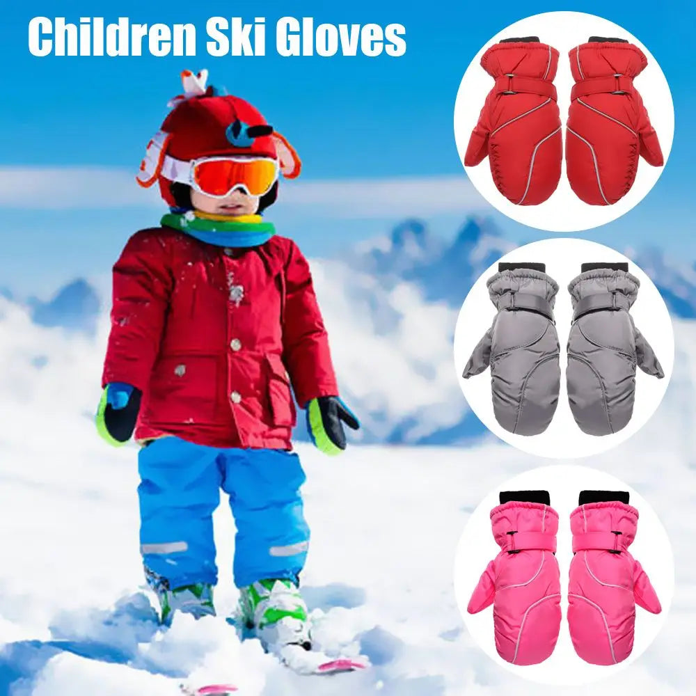 Kids' Adjustable Ski Gloves – Velvet-Lined Snow Gloves (Ages 5–9)