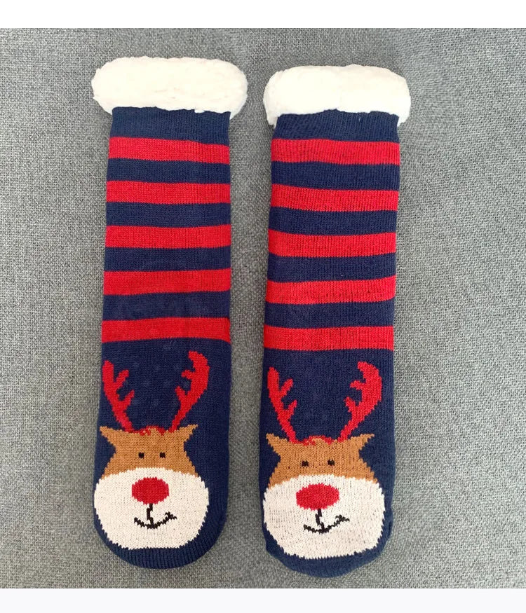 Christmas Fuzzy Socks Womens Winter Thermal Warm Floor Sock Soft Female Home Indoor Gifts Non Slip Grip Slipper Sock Fluffy