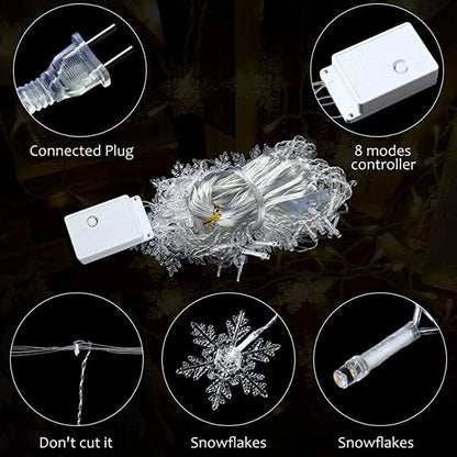 Snowflake Curtain Lights – 3.2 m LED Christmas Window Lights, 8 Modes