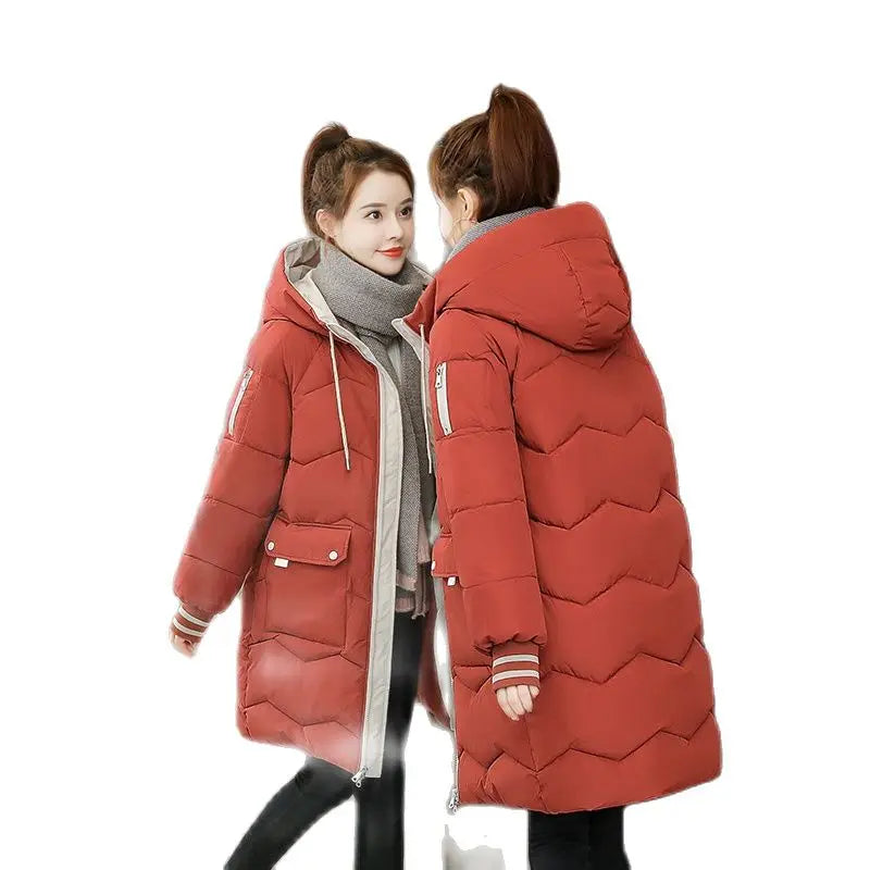 2026 Winter Women Jacket Coats Long Parkas Female Down Cotton Hooded Overcoat Thick Warm Jackets Windproof Casual Student Coat