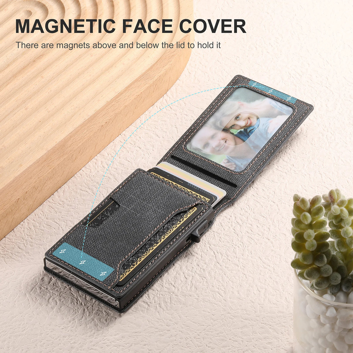 Push-Out Card Holder Wallet – Slim Faux Leather, Holds up to 12 Cards