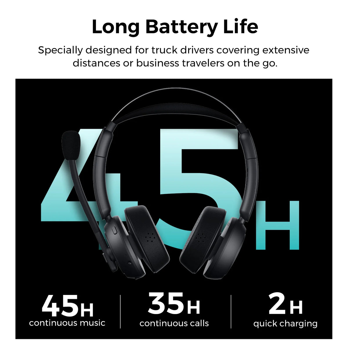 Nuroum HP31DU Wireless Office Headset – Bluetooth 5.3, Noise-Cancelling Mic & USB Dongle