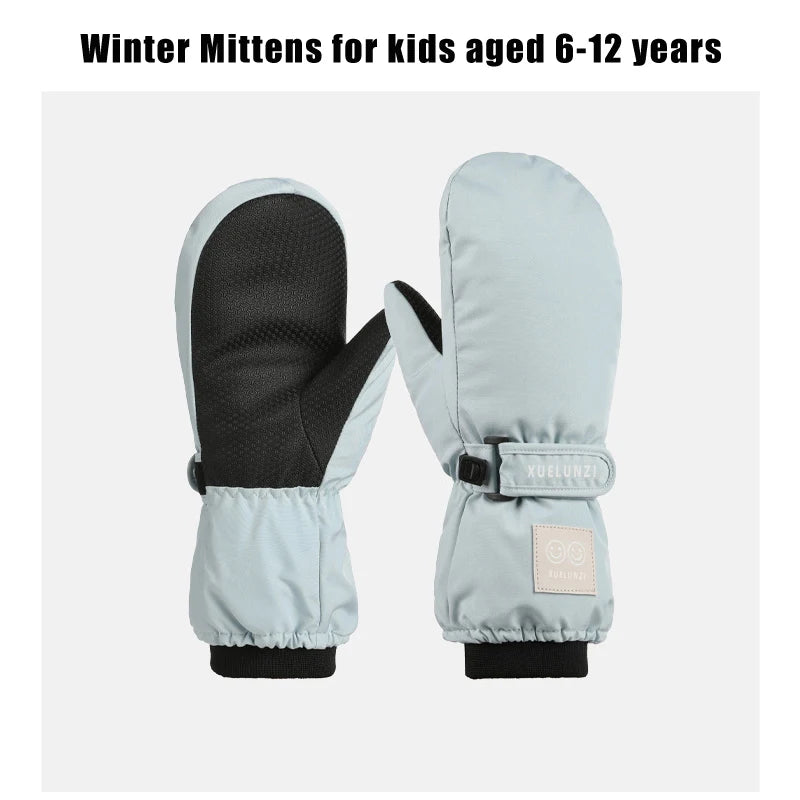 Kids' Waterproof Ski Mittens with Long Cuffs – Ages 6 to 12