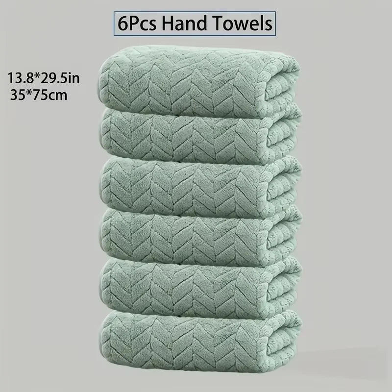 6-Piece Coral Velvet Towel Set – Soft, Thick & Absorbent