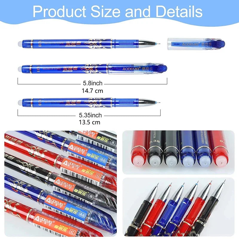 3 Erasable Gel Pens 20 Pen Refills 2 Eraser Reusable Writing Drawing Sketch Pens with Refill for Students Office School Supplies