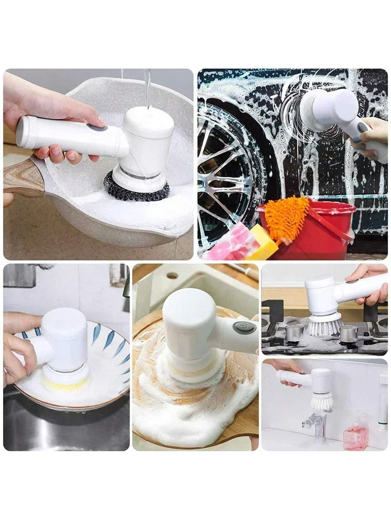Electric Spin Scrubber – Cordless Rechargeable Cleaning Brush with Replaceable Heads